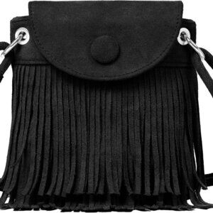 Mini Fringe Purse Suede Small Phone Bag Women Crossbody Wallet with Zipper